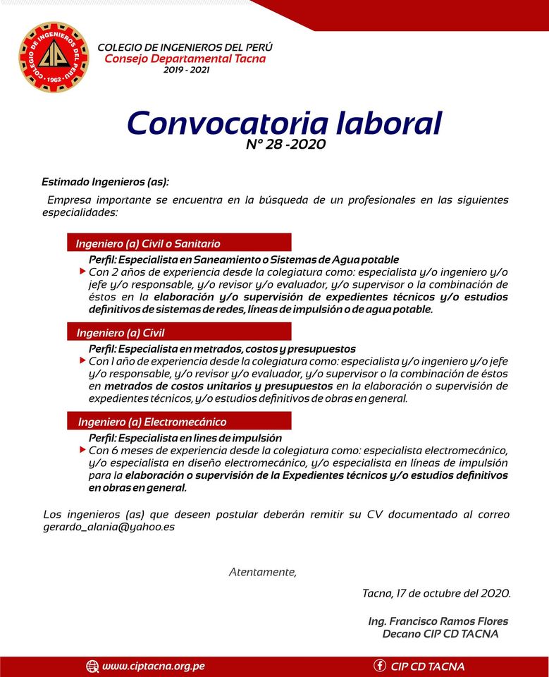 Convocatoria 28-2020