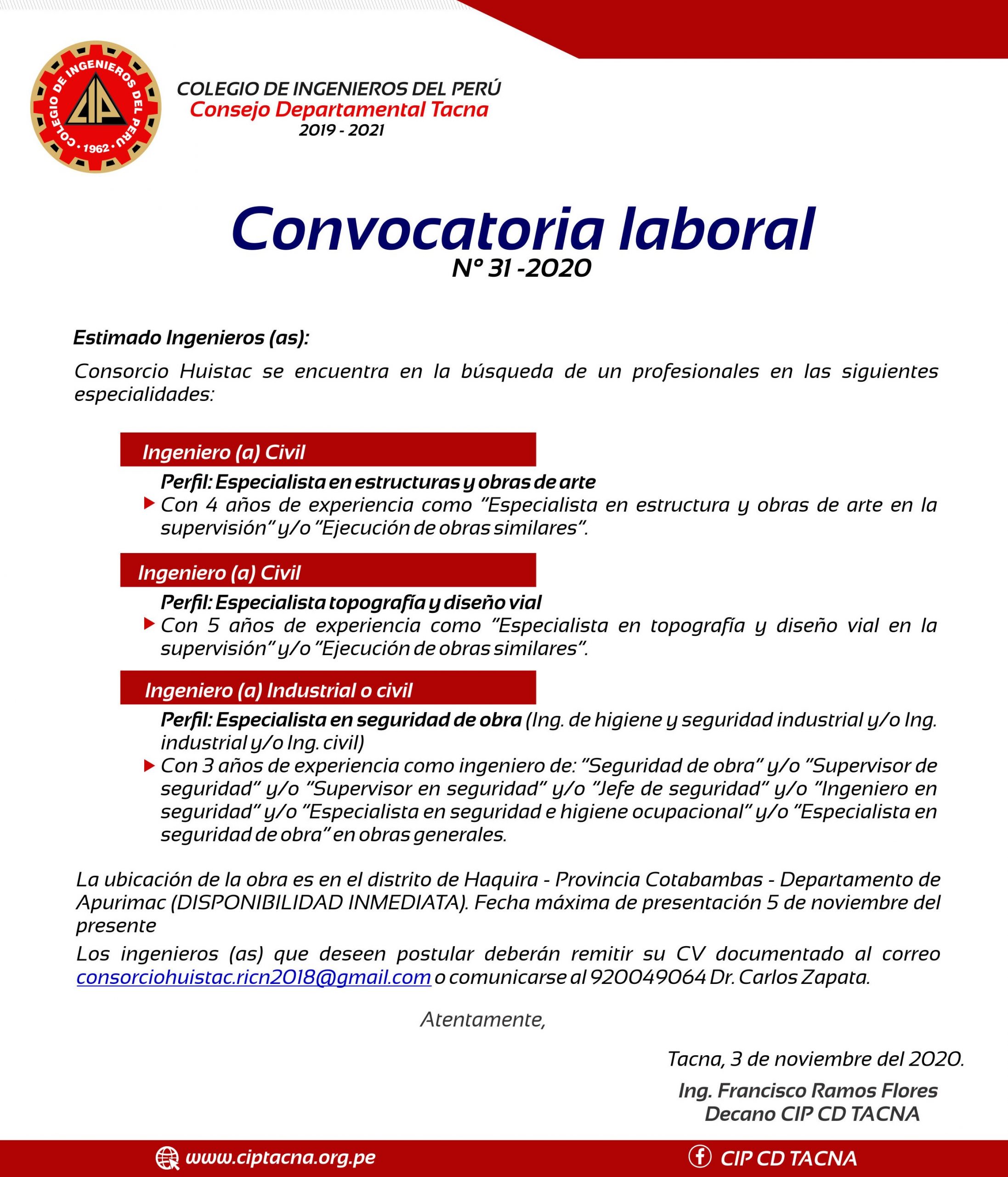 Convocatoria 31-2020